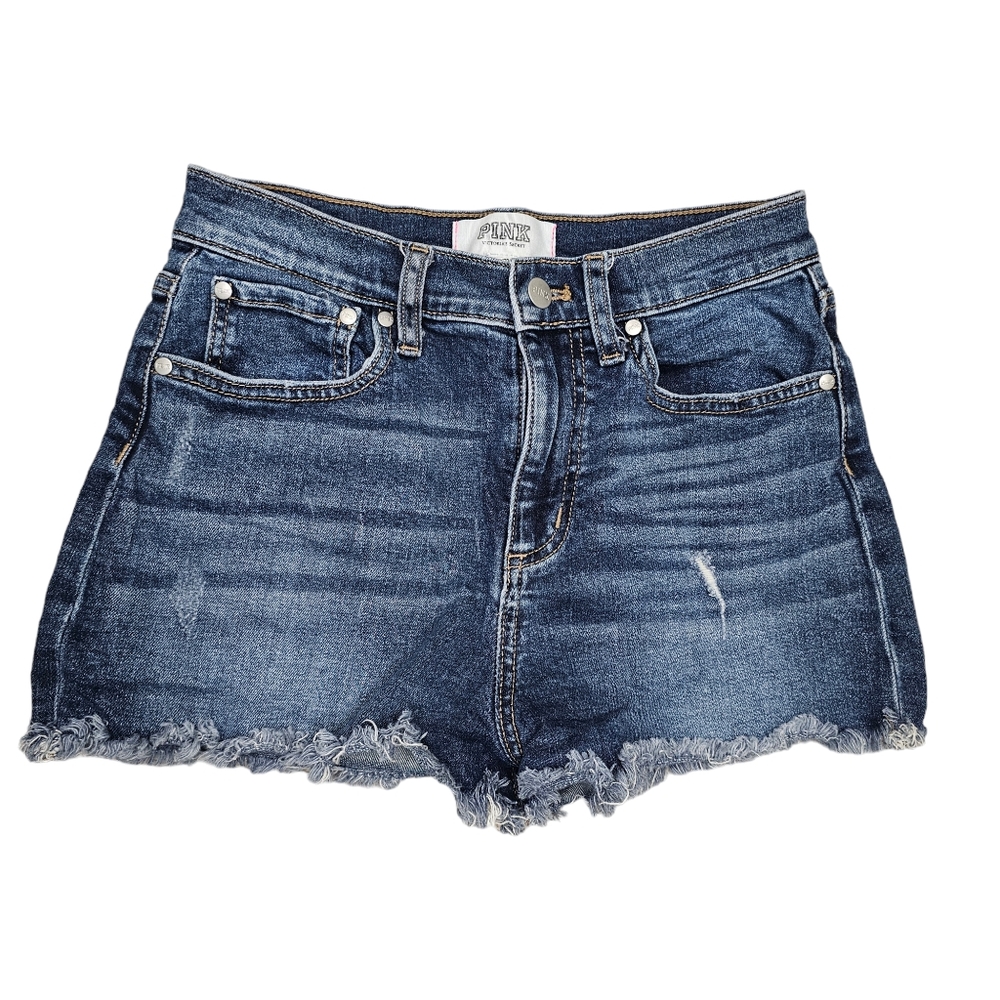 PINK Victoria's Secret Denim Shorty-Shorts High Waist Size 6